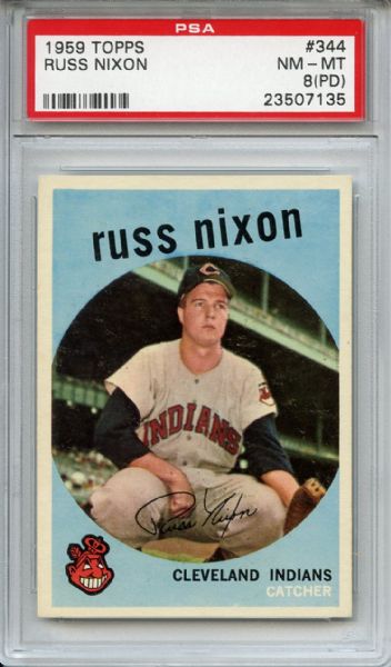 1959 Topps 344 Russ Nixon PSA NM-MT 8 (PD)
