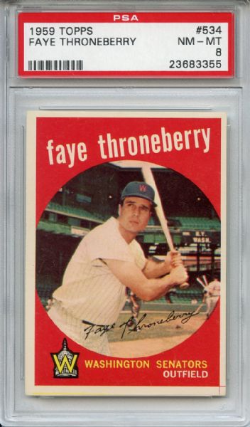 1959 Topps 534 Faye Throneberry PSA NM-MT 8