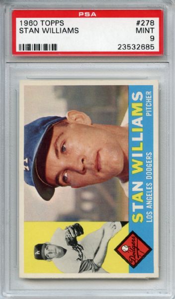 1960 Topps 278 Stan Williams PSA MINT 9