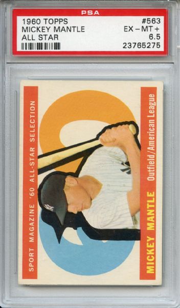 1960 Topps 563 Mickey Mantle All Star PSA EX-MT+ 6.5