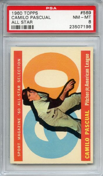 1960 Topps 569 Camilo Pascual All Star PSA NM-MT 8