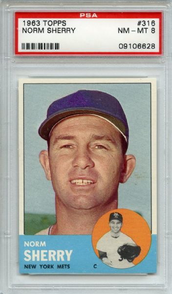 1963 Topps 316 Norm Sherry PSA NM-MT 8