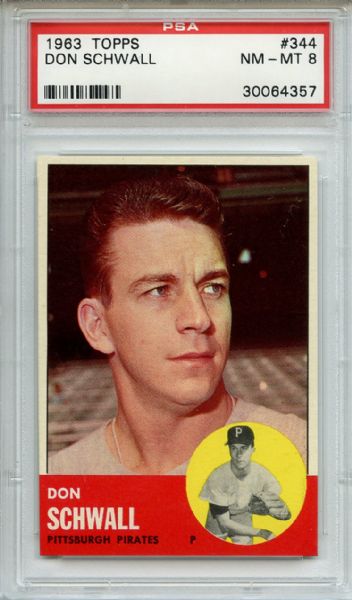 1963 Topps 344 Don Schwall PSA NM-MT 8