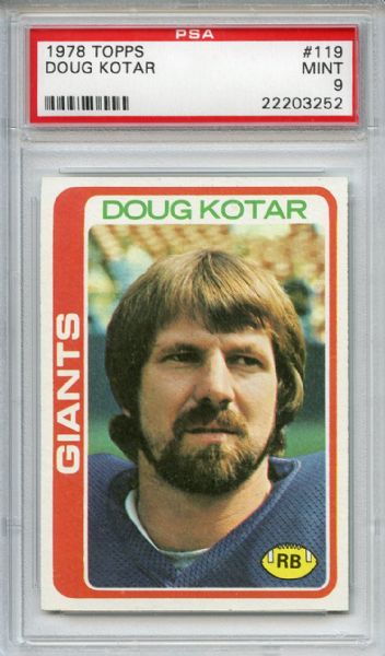 1978 Topps 119 Doug Kotar PSA MINT 9