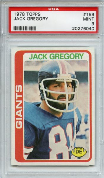1978 Topps 159 Jack Gregory PSA MINT 9