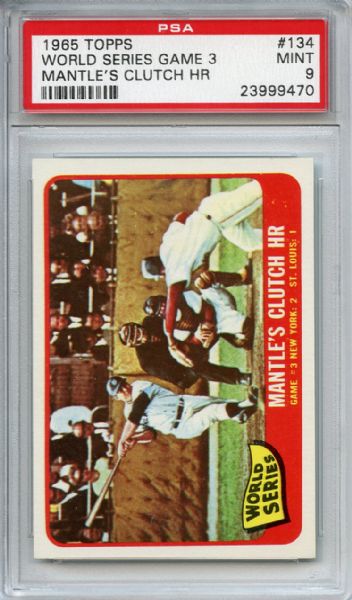 1965 Topps 134 World Series Game 3 Mickey Mantle PSA MINT 9