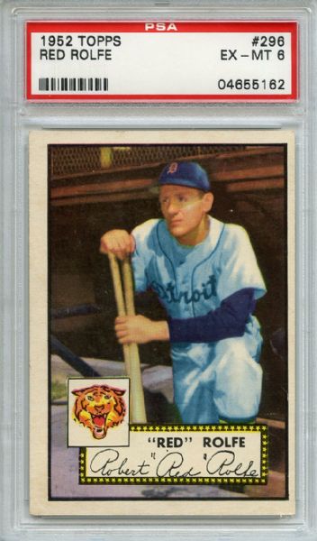 1952 Topps 296 Red Rolfe PSA EX-MT 6