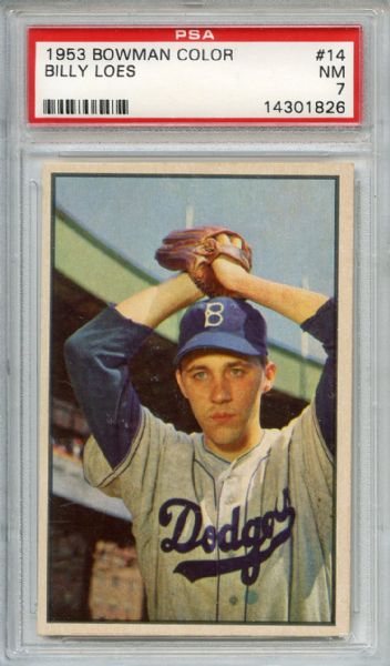 1953 Bowman Color 14 Billy Loes PSA NM 7