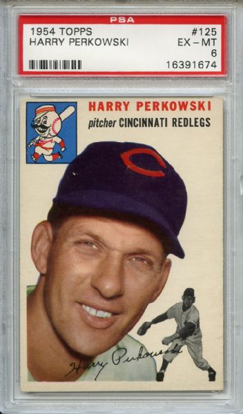 1954 Topps 125 Harry Perkowski PSA EX-MT 6