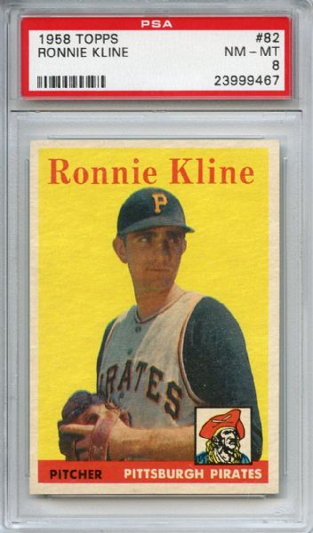 1958 Topps 82 Ronnie Kline PSA NM-MT 8