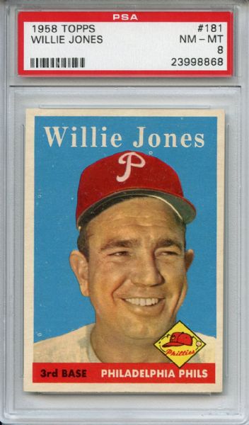 1958 Topps 181 Willie Jones PSA NM-MT 8