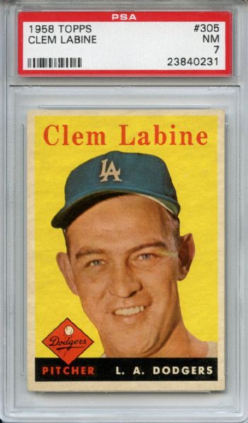 1958 Topps 305 Clem Labine PSA NM 7