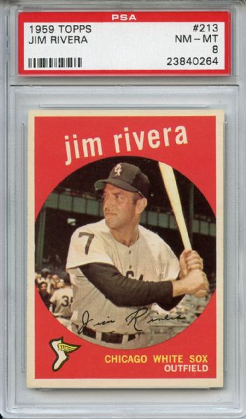 1959 Topps 213 Jim Rivera Gray Back PSA NM-MT 8