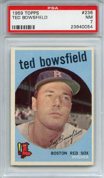 1959 Topps 236 Ted Bowsfield Gray Back PSA NM-MT 8