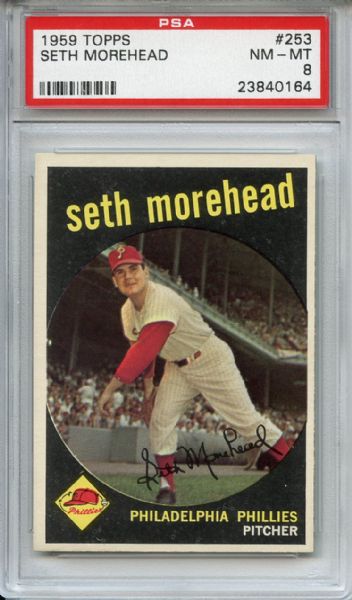 1959 Topps 253 Seth Morehead Gray Back PSA NM-MT 8
