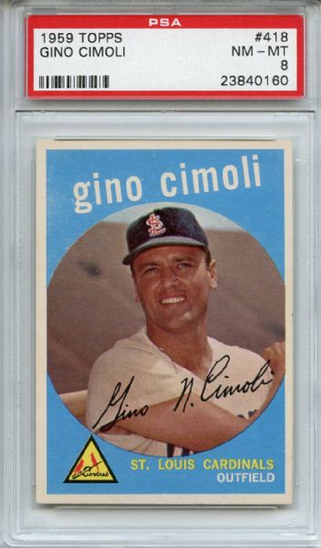 1959 Topps 418 Gino Cimoli PSA NM-MT 8