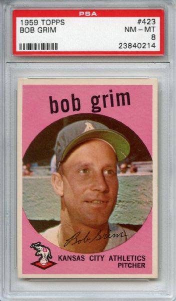 1959 Topps 423 Bob Grim PSA NM-MT 8