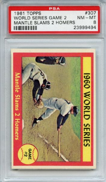 1961 Topps 307 World Series Game 2 Mickey Mantle PSA NM-MT 8
