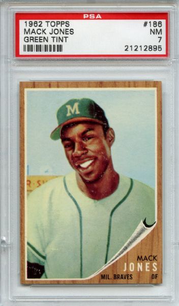 1962 Topps 186 Mack Jones Green Tint PSA NM 7