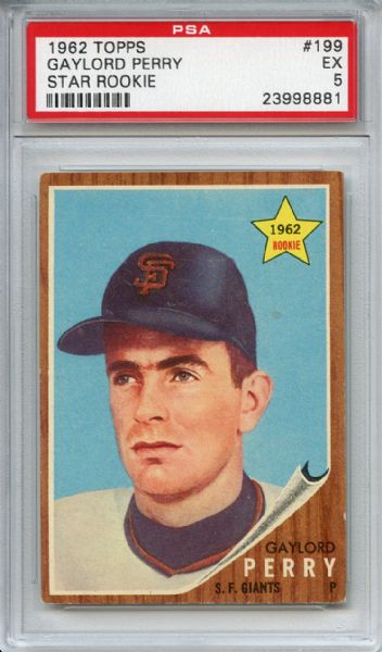 1962 Topps 199 Gaylord Perry RC PSA EX 5