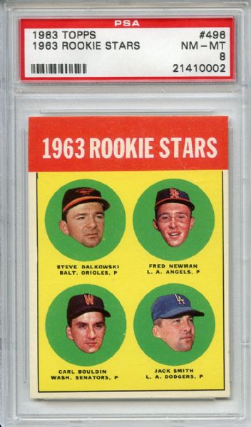 1963 Topps 496 Rookie Stars Steve Dalkowski PSA NM-MT 8