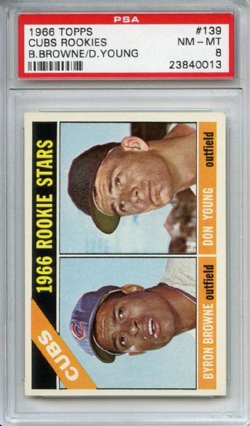 1966 Topps 139 Chicago Cubs Rookies PSA NM-MT 8