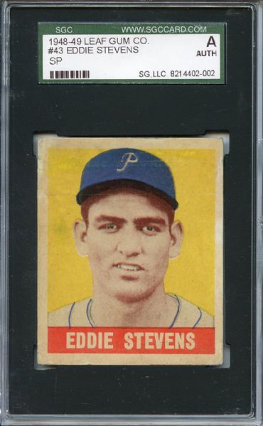 1948 Leaf 43 Eddie Stevens SP SGC Authentic