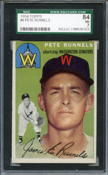 1954 Topps 6 Pete Runnels SGC NM 84 / 7