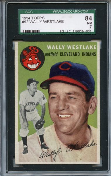1954 Topps 92 Wally Westlake SGC NM 84 / 7