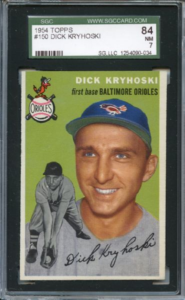 1954 Topps 150 Dick Kryhoski SGC NM 84 / 7