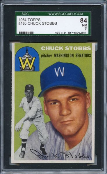 1954 Topps 185 Chuck Stobbs SGC NM 84 / 7