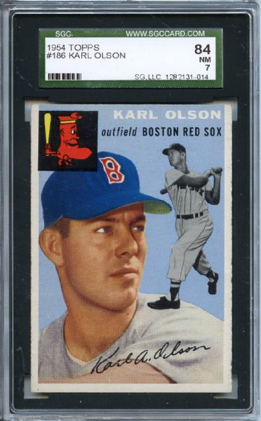 1954 Topps 186 Karl Olson SGC NM 84 / 7