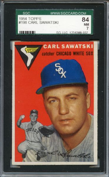 1954 Topps 198 Carl Sawatski SGC NM 84 / 7