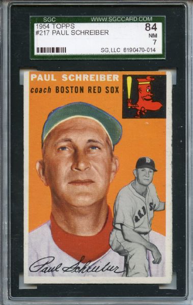 1954 Topps 217 Paul Schreiber SGC NM 84 / 7