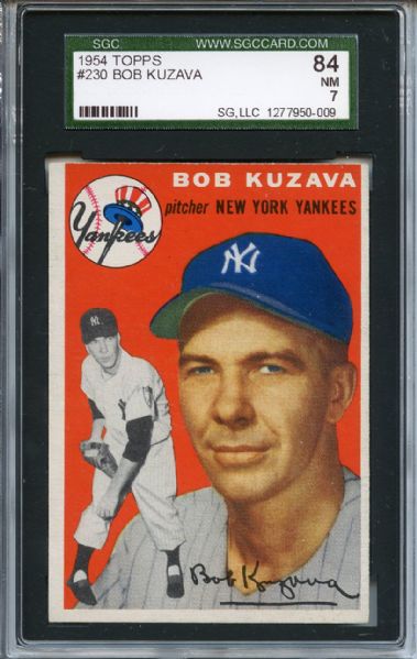 1954 Topps 230 Bob Kuzava SGC NM 84 / 7