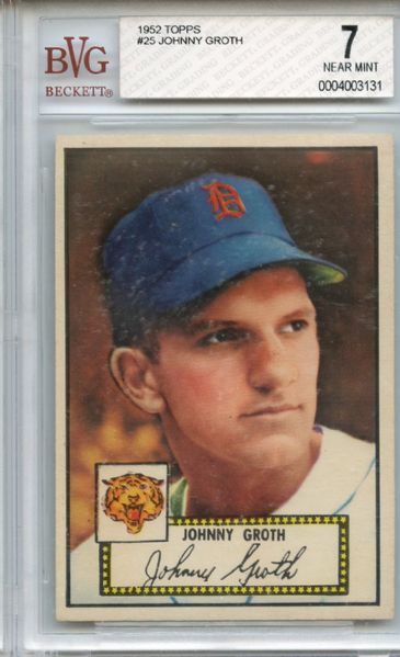 1952 Topps 25 Johnny Groth Red Back BVG NM 7