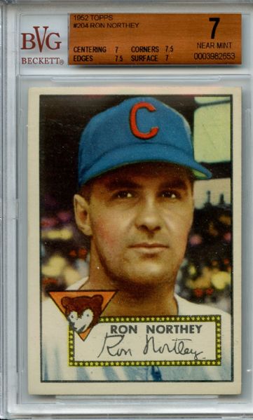 1952 Topps 204 Ron Northey BVG NM 7