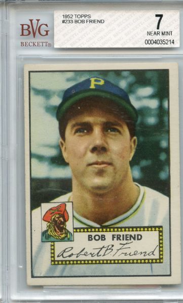 1952 Topps 233 Bob Friend BVG NM 7