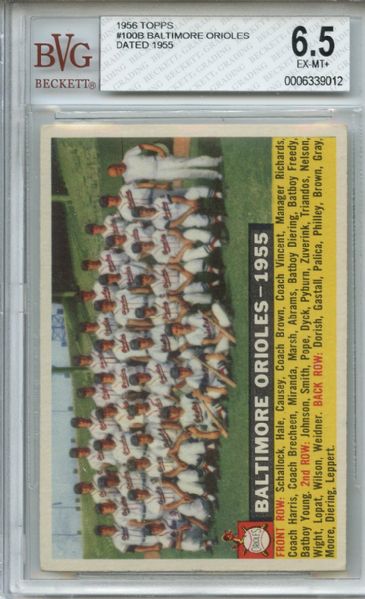 1956 Topps 100 Baltimore Orioles Team Dated BVG EX-MT+ 6.5