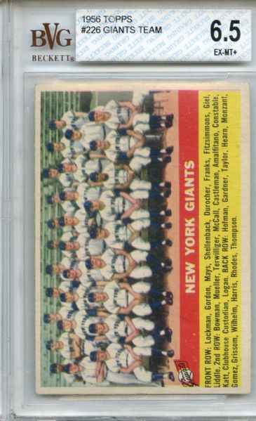 1956 Topps 226 New York Giants Team BVG EX-MT+ 6.5