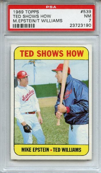 1969 Topps 539 Ted Williams Shows How PSA NM 7
