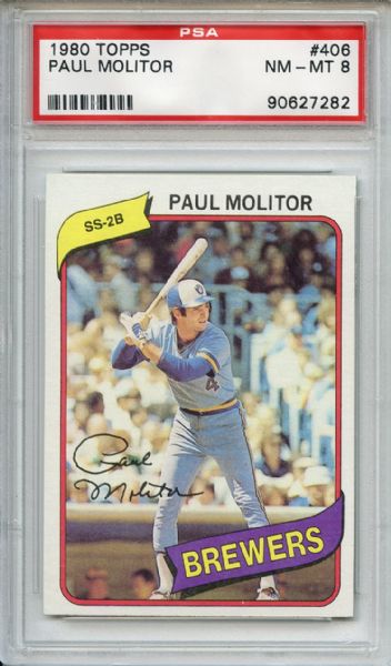 1980 Topps 406 Paul Molitor PSA NM-MT 8