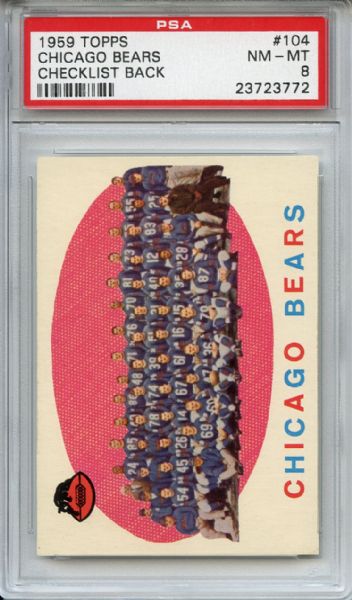 1959 Topps 104 Chicago Bears Team PSA NM-MT 8