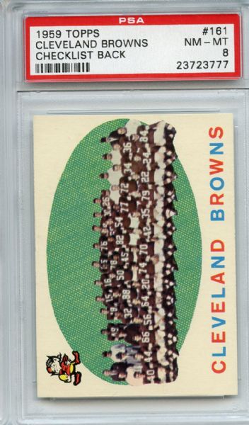 1959 Topps 161 Cleveland Browns Team PSA NM-MT 8