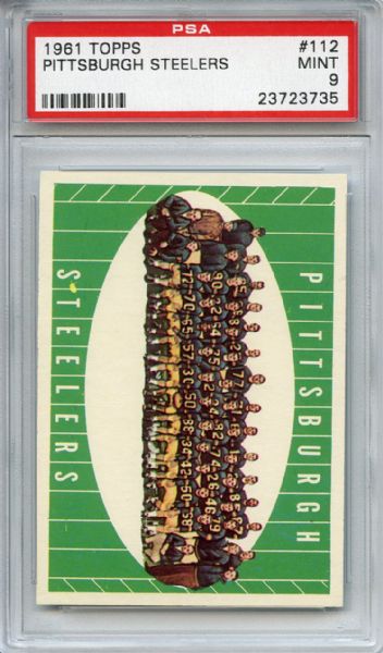 1961 Topps 112 Pittsburgh Steelers Team PSA MINT 9