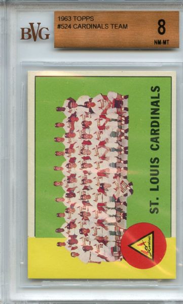 1963 Topps 524 St. Louis Cardinals Team BVG NM-MT 8