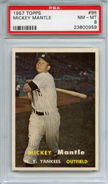 1957 Topps 95 Mickey Mantle PSA NM-MT 8
