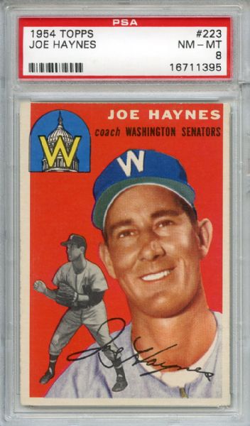 1954 Topps 223 Joe Haynes PSA NM-MT 8