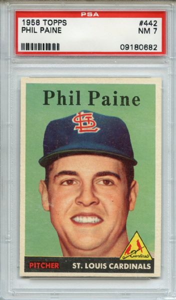 1958 Topps 442 Phil Paine PSA NM 7