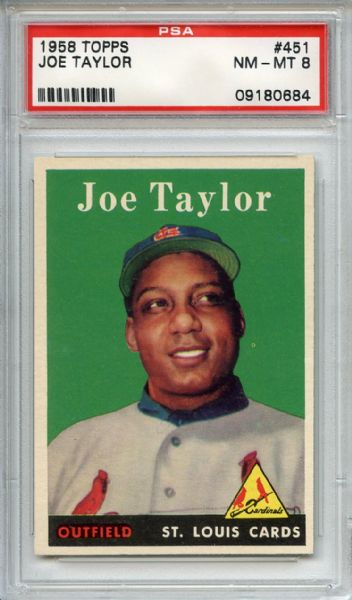 1958 Topps 451 Joe Taylor PSA NM-MT 8